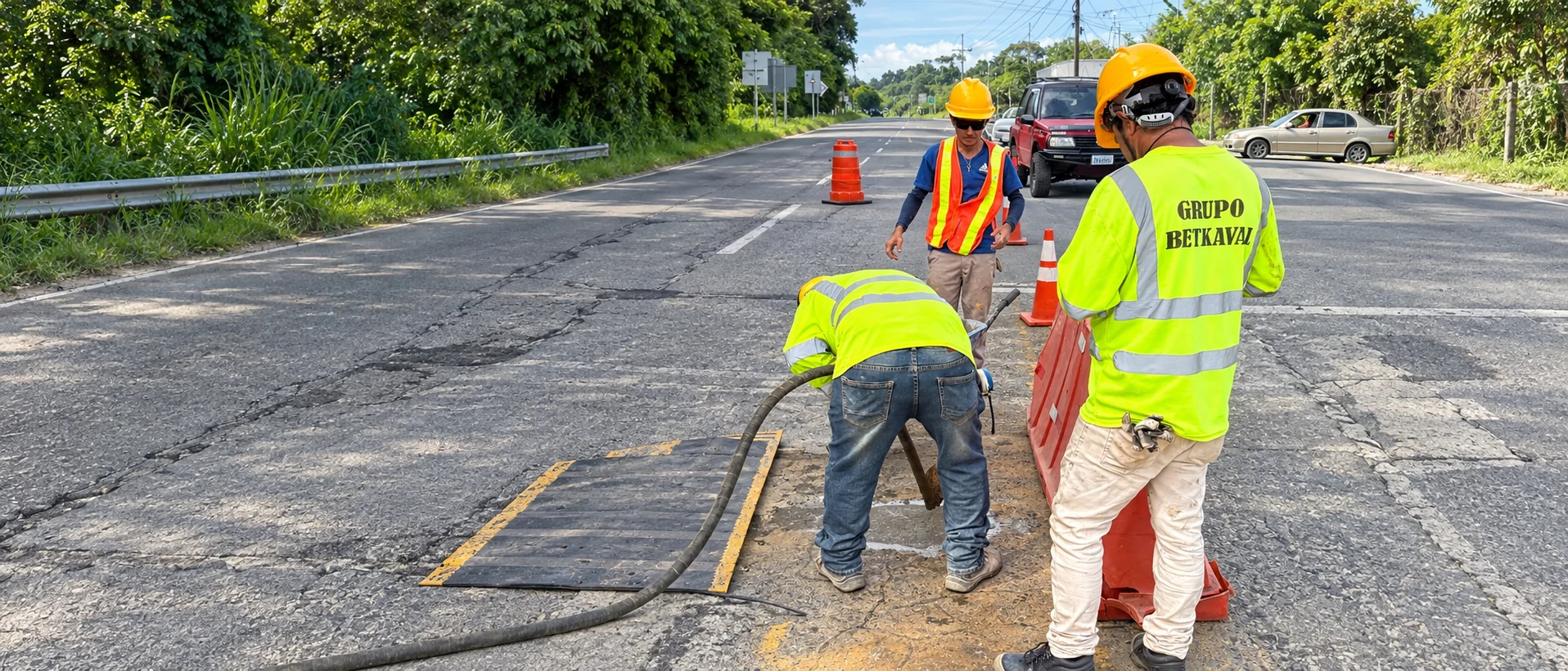 Equipo de Grupo Betkaval trabajando en infraestructura vial